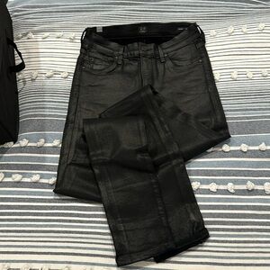 Black coated waxy Citizen of Humanity skinny Jean